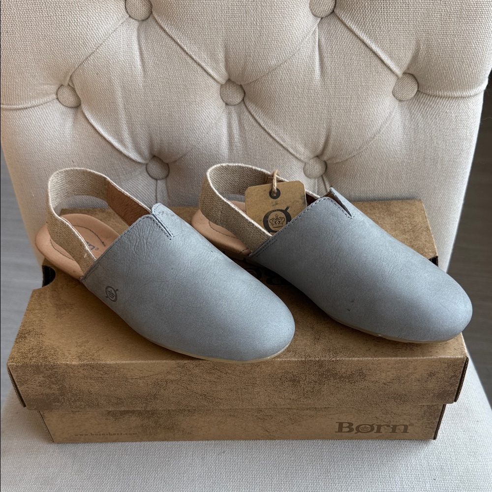 Born Gray Leather Flats